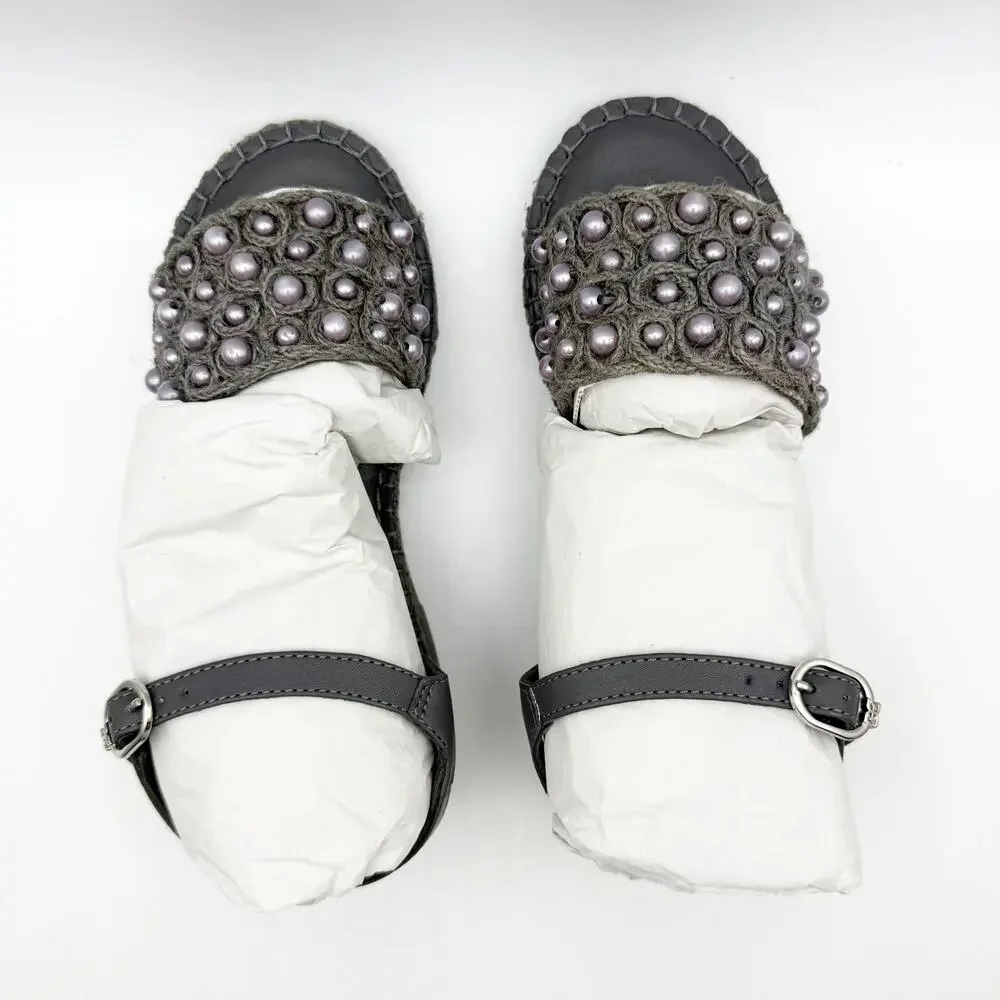 Sam Edelman Kids Holly Sandals US 1 M EU 32 Mockingbird Grey Linen NIB